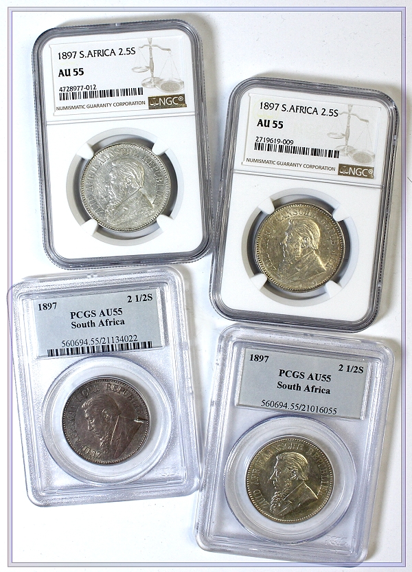 1897 Silver 2.5 ZAR Shillings Graded AU55 | Z A R | Promotions